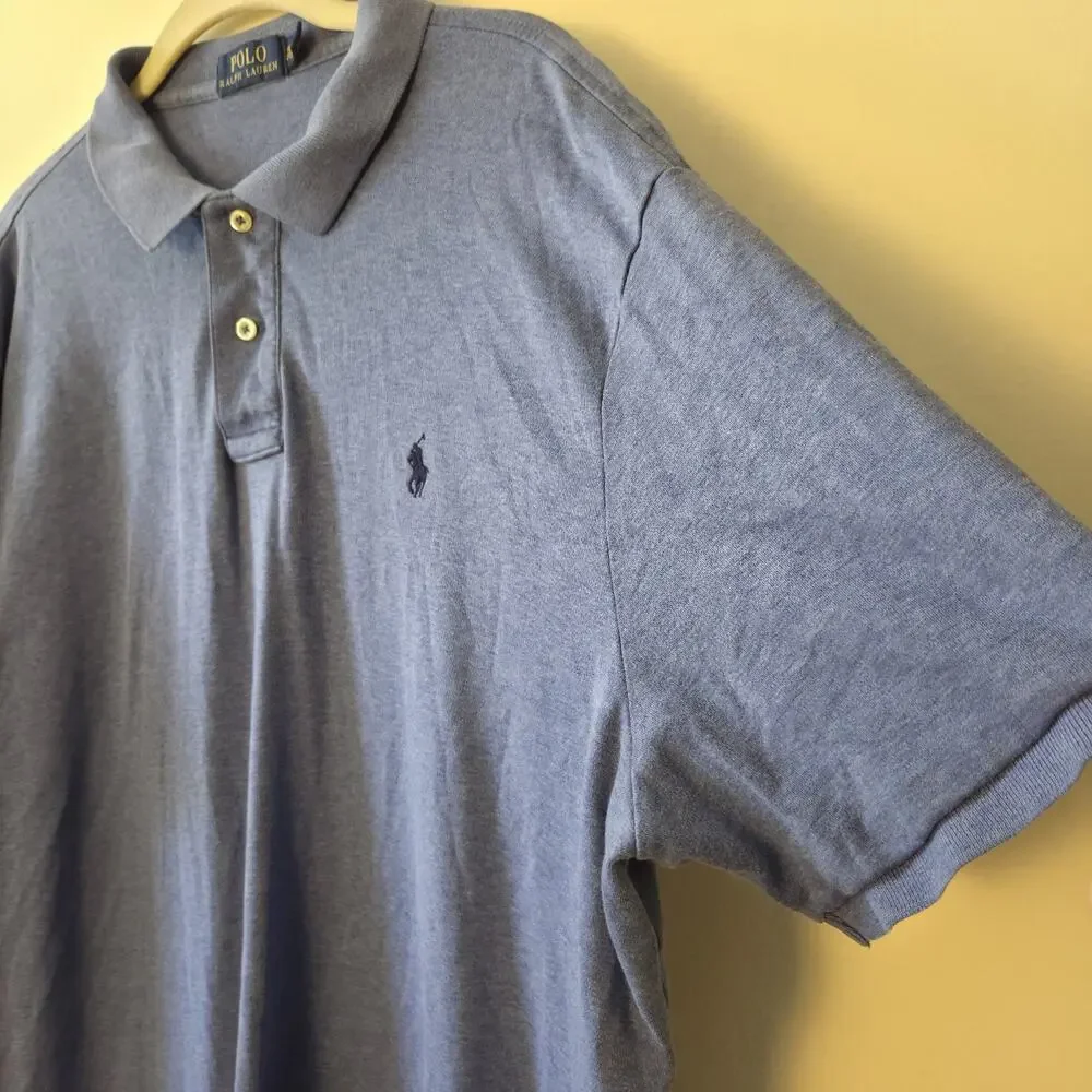 Polo Ralph Lauren Polo Shirt Men XL Chambray Blue Classic Fit Pony Preppy Rugby